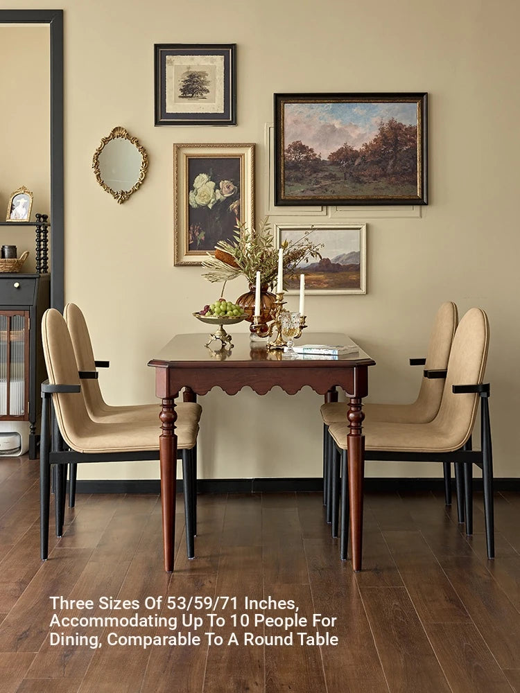 Elegant Solid Wood Dining Table with Beaded Pedestal and Curved Edge - Perfect for Cozy Spaces hsxz-2174