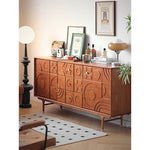 Stylish Solid Wood Cabinet with Unique Multi-Layer Design and Copper Accents for Modern Living Spaces hsxz-2179