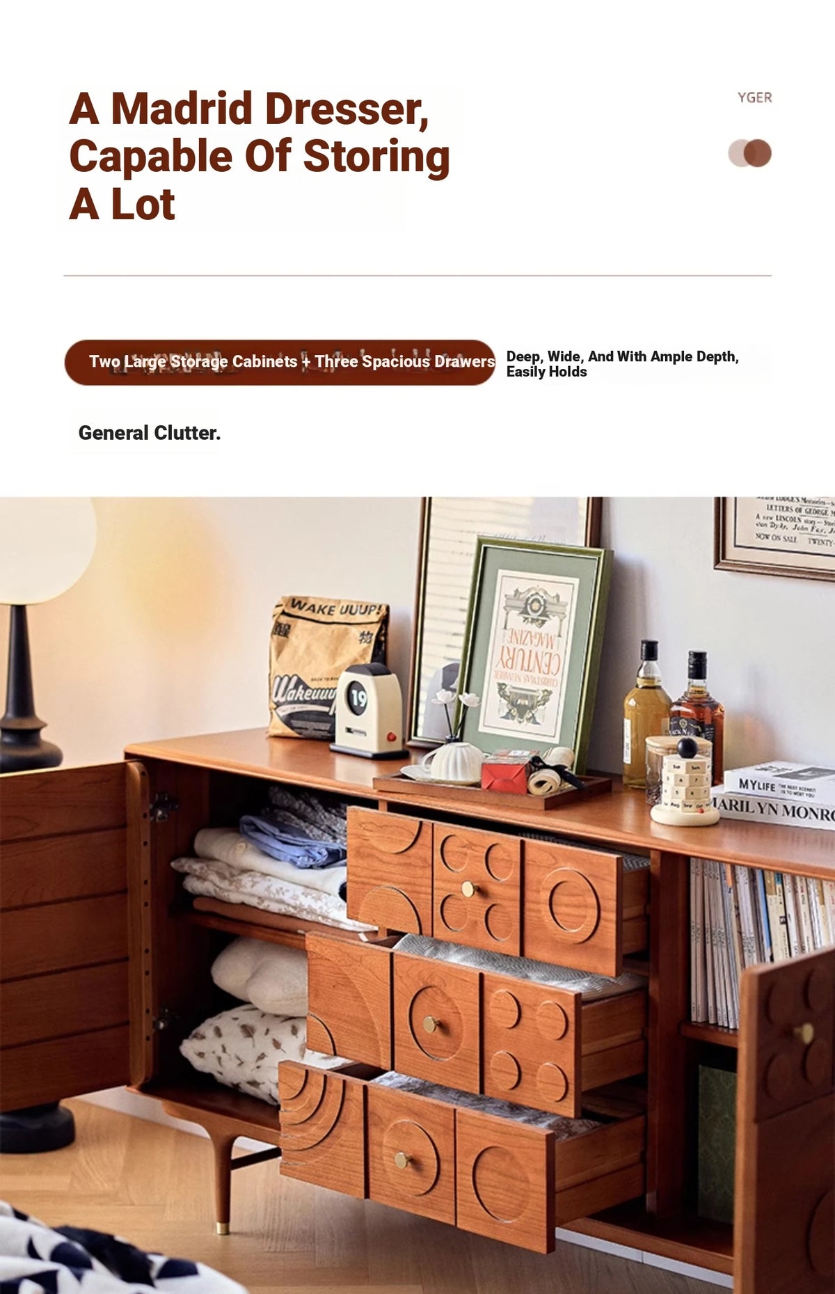 Stylish Solid Wood Cabinet with Unique Multi-Layer Design and Copper Accents for Modern Living Spaces hsxz-2179