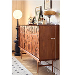 Stylish Solid Wood Cabinet with Unique Multi-Layer Design and Copper Accents for Modern Living Spaces hsxz-2179