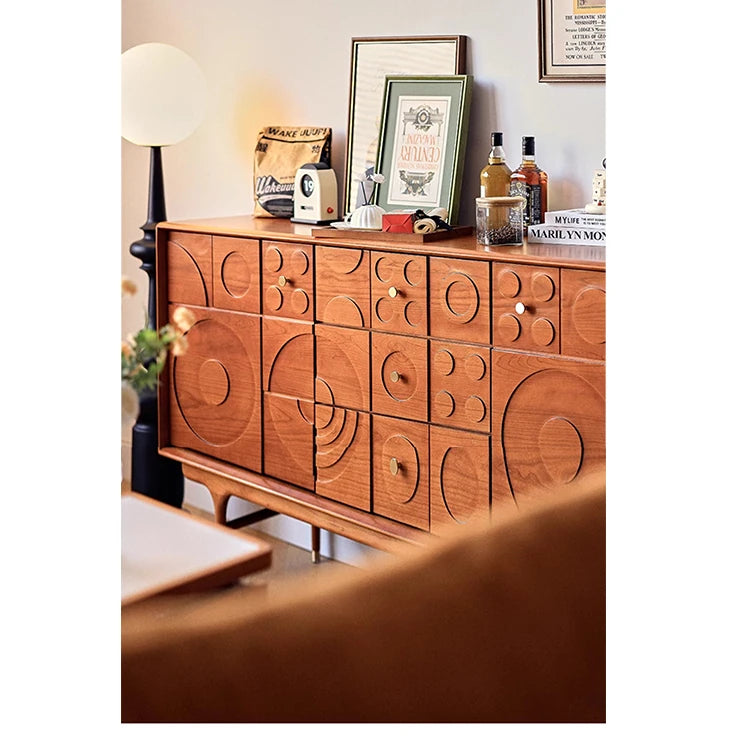 Stylish Solid Wood Cabinet with Unique Multi-Layer Design and Copper Accents for Modern Living Spaces hsxz-2179
