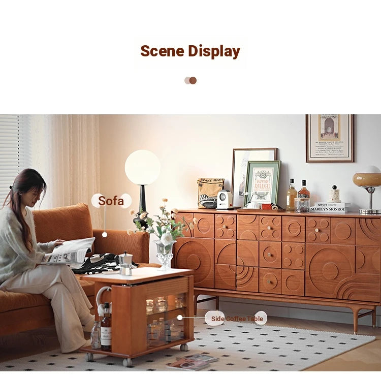 Stylish Solid Wood Cabinet with Unique Multi-Layer Design and Copper Accents for Modern Living Spaces hsxz-2179