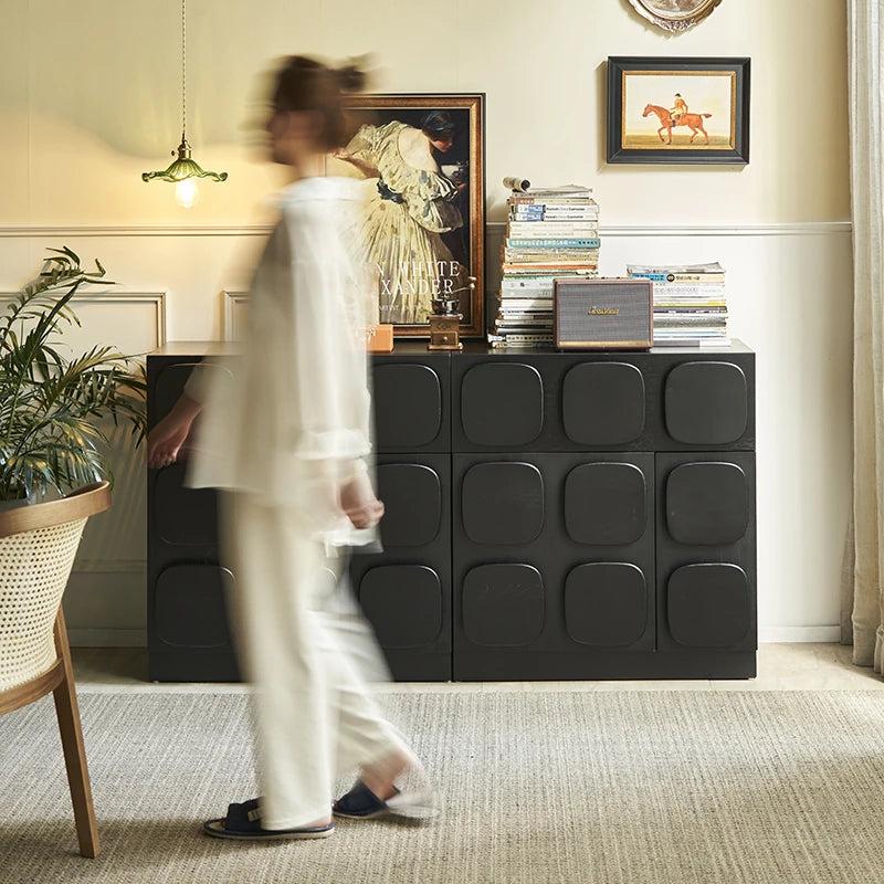 Modern Black Ash Wood Cabinet with Multi-Layer Board - Stylish Storage Solution for Home Decor hsxz-2181