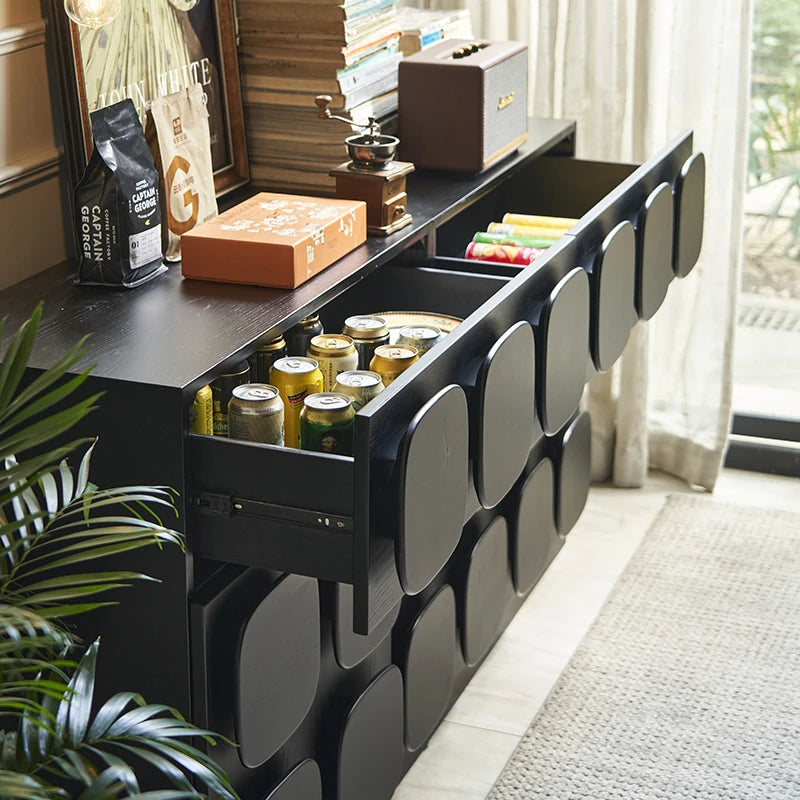 Modern Black Ash Wood Cabinet with Multi-Layer Board - Stylish Storage Solution for Home Decor hsxz-2181