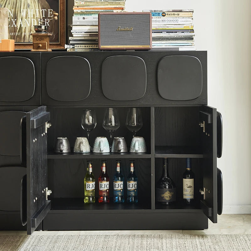 Modern Black Ash Wood Cabinet with Multi-Layer Board - Stylish Storage Solution for Home Decor hsxz-2181