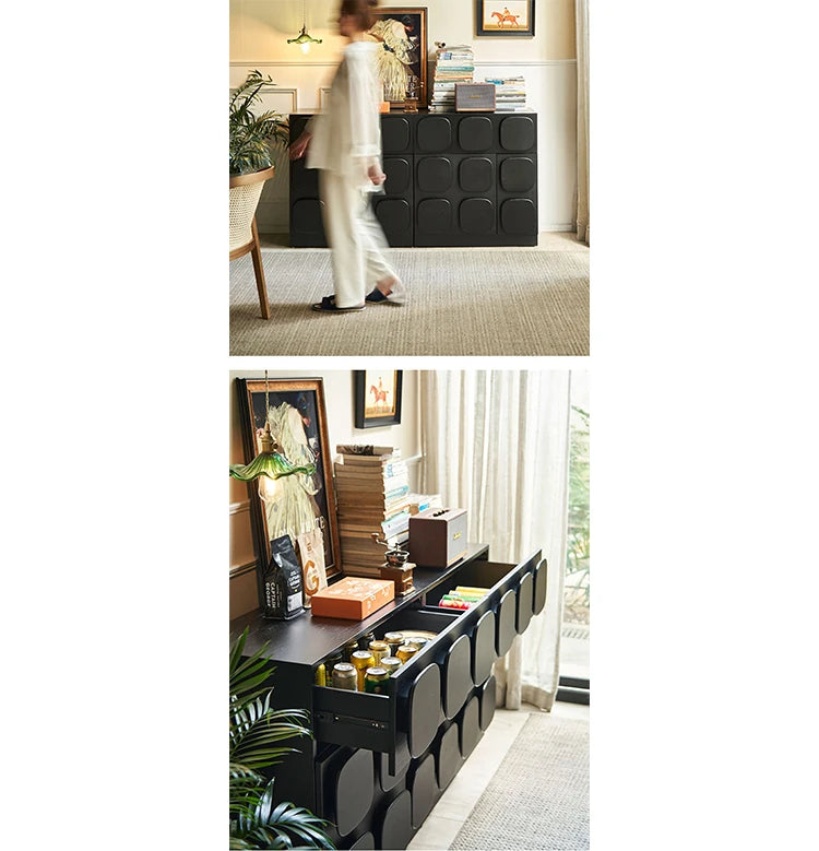 Modern Black Ash Wood Cabinet with Multi-Layer Board - Stylish Storage Solution for Home Decor hsxz-2181
