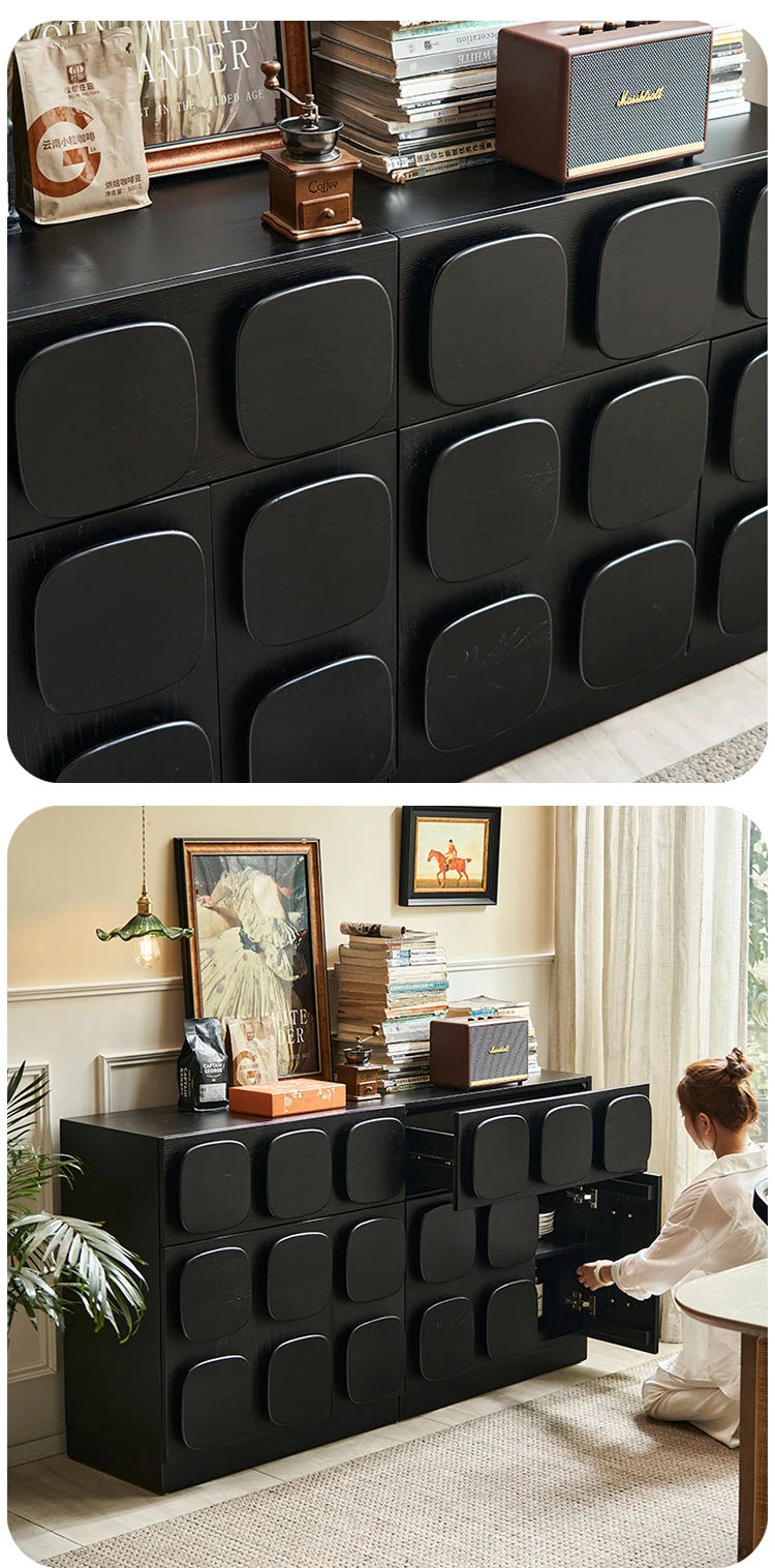 Modern Black Ash Wood Cabinet with Multi-Layer Board - Stylish Storage Solution for Home Decor hsxz-2181