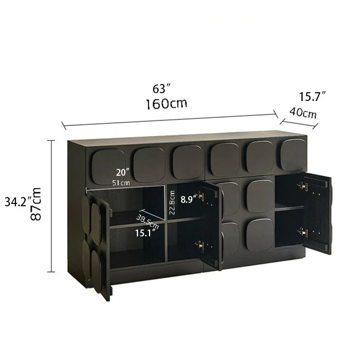 Modern Black Ash Wood Cabinet with Multi-Layer Board - Stylish Storage Solution for Home Decor hsxz-2181