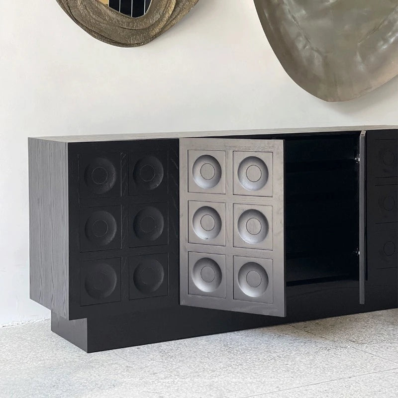 Stylish Multi-Layer Board Cabinet with Unique Textured Design for Modern Living Spaces hsxz-2186