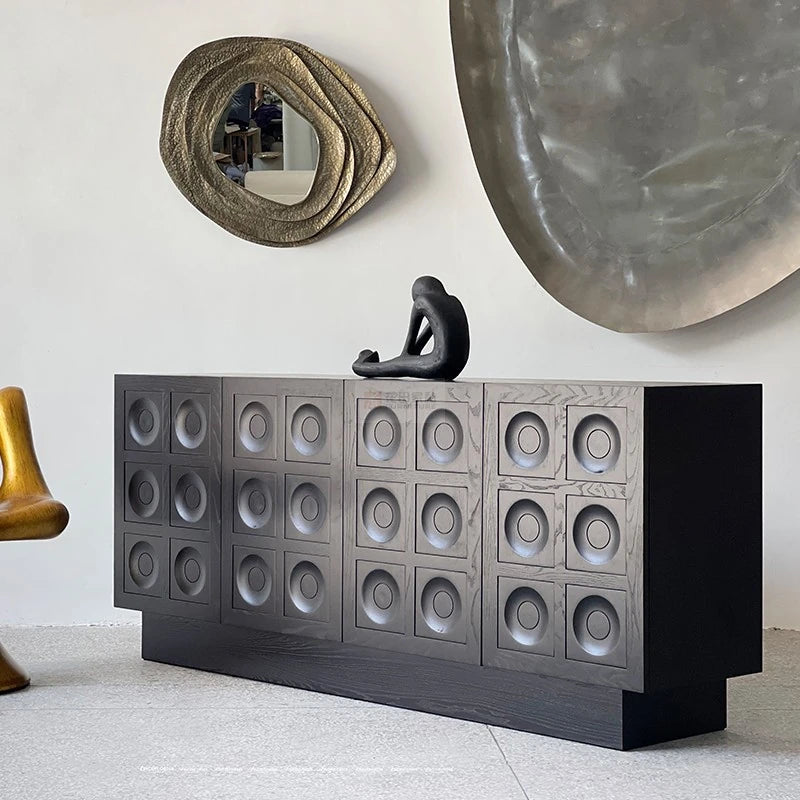 Stylish Multi-Layer Board Cabinet with Unique Textured Design for Modern Living Spaces hsxz-2186
