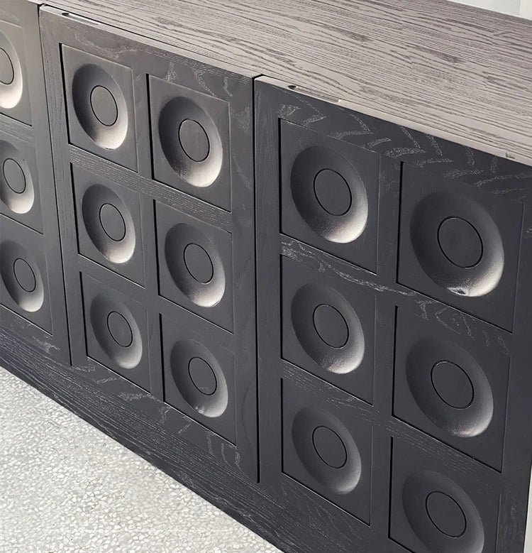 Stylish Multi-Layer Board Cabinet with Unique Textured Design for Modern Living Spaces hsxz-2186