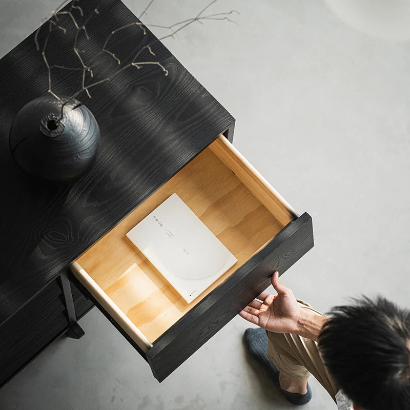 Stylish Ash Wood & Chinese Fir Cabinet with Unique Multi-Layer Design – Modern Storage Solution for Any Room hsxz-2188