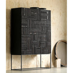 Stylish Oak and Teak Cabinet with Intricate Iron Base - Modern Storage Solution for Your Home hsxz-2189