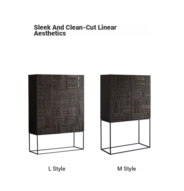 Stylish Oak and Teak Cabinet with Intricate Iron Base - Modern Storage Solution for Your Home hsxz-2189