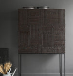 Stylish Oak and Teak Cabinet with Intricate Iron Base - Modern Storage Solution for Your Home hsxz-2189