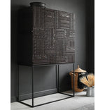 Stylish Oak and Teak Cabinet with Intricate Iron Base - Modern Storage Solution for Your Home hsxz-2189