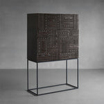 Stylish Oak and Teak Cabinet with Intricate Iron Base - Modern Storage Solution for Your Home hsxz-2189