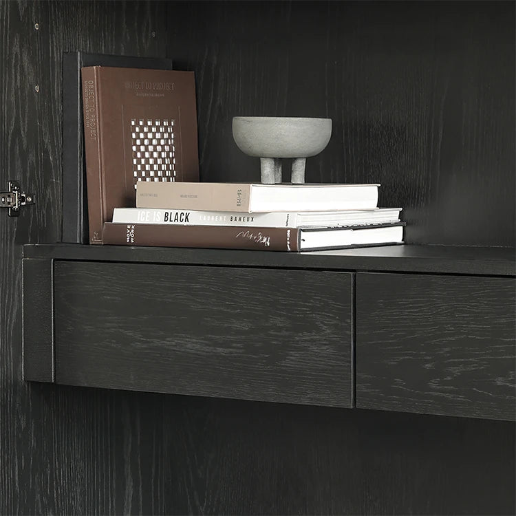 Stylish Oak and Teak Cabinet with Intricate Iron Base - Modern Storage Solution for Your Home hsxz-2189