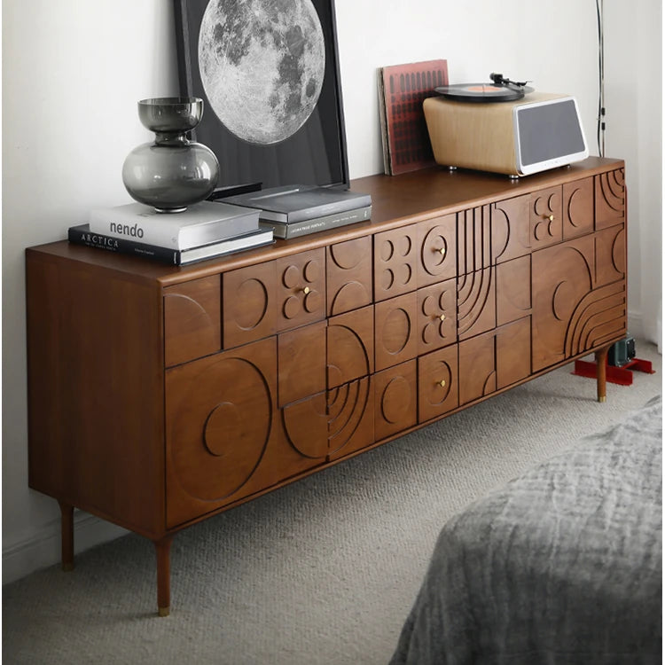 Stylish Solid Wood Cabinet with Unique Geometric Design - Perfect for Home Organization! hsxz-2191