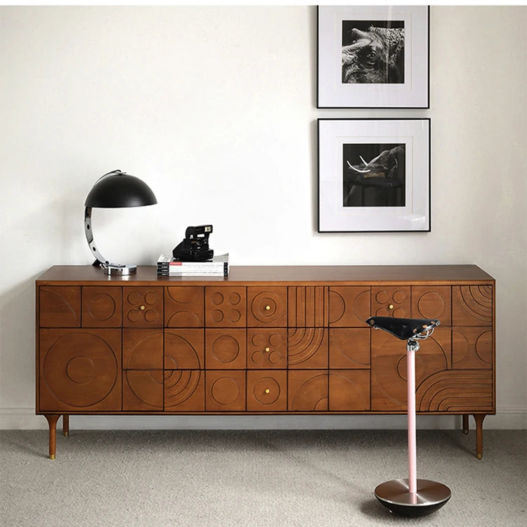 Stylish Solid Wood Cabinet with Unique Geometric Design - Perfect for Home Organization! hsxz-2191