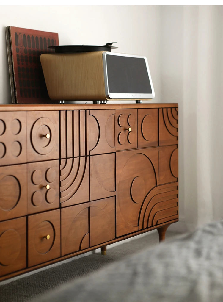 Stylish Solid Wood Cabinet with Unique Geometric Design - Perfect for Home Organization! hsxz-2191