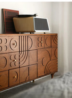 Stylish Solid Wood Cabinet with Unique Geometric Design - Perfect for Home Organization! hsxz-2191