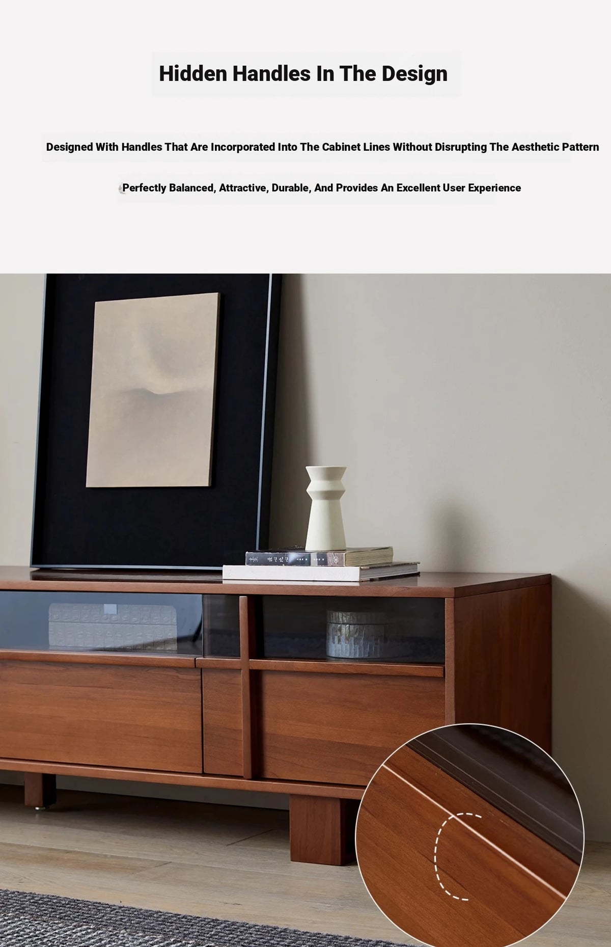 Stylish Solid Wood TV Cabinet with Glass Doors - Modern and Functional Living Room Furniture hsxz-2193