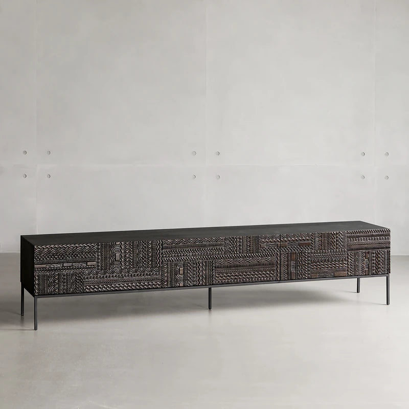 Stylish Teak and Metal TV Cabinet with Unique Design – Perfect for Modern Living Spaces hsxz-2194