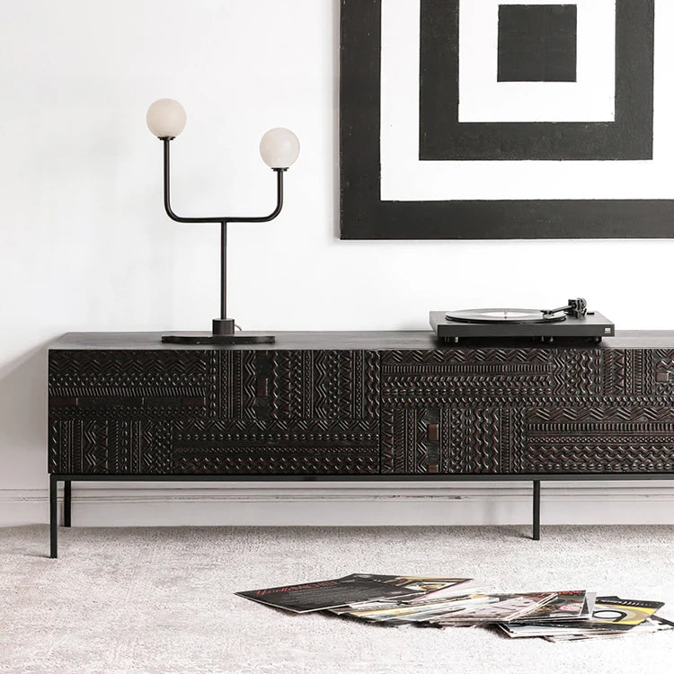 Stylish Teak and Metal TV Cabinet with Unique Design – Perfect for Modern Living Spaces hsxz-2194