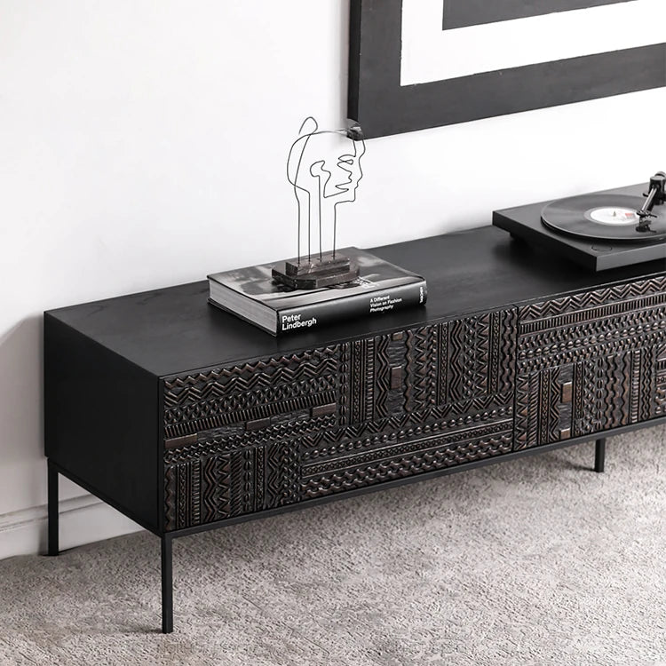 Stylish Teak and Metal TV Cabinet with Unique Design – Perfect for Modern Living Spaces hsxz-2194