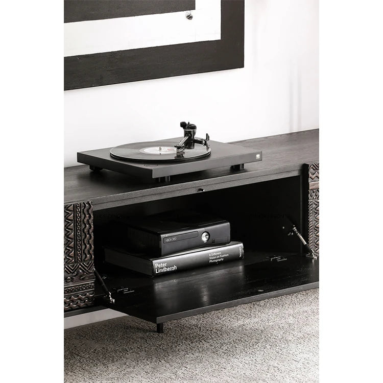 Stylish Teak and Metal TV Cabinet with Unique Design – Perfect for Modern Living Spaces hsxz-2194