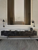 Stylish Teak TV Cabinet with Multi-layer Board and Carbon Steel Legs - Modern Home Entertainment Center hsxz-2195