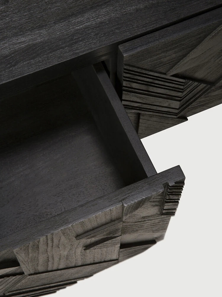 Stylish Teak TV Cabinet with Multi-layer Board and Carbon Steel Legs - Modern Home Entertainment Center hsxz-2195