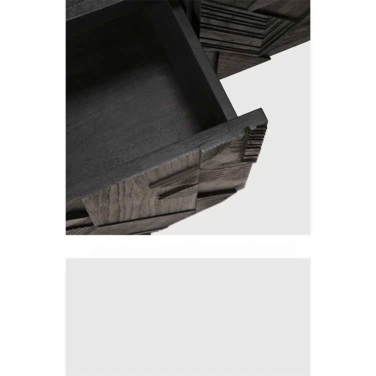 Stylish Teak TV Cabinet with Multi-layer Board and Carbon Steel Legs - Modern Home Entertainment Center hsxz-2195