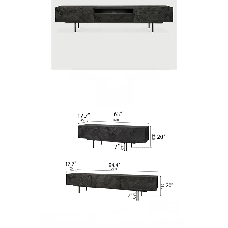 Stylish Teak TV Cabinet with Multi-layer Board and Carbon Steel Legs - Modern Home Entertainment Center hsxz-2195