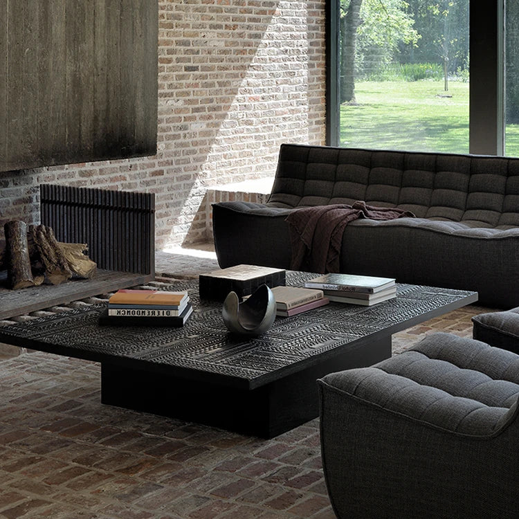 Stylish Teak Tea Table with Multi-layer and Density Board – Modern Living Room Centerpiece hsxz-2196