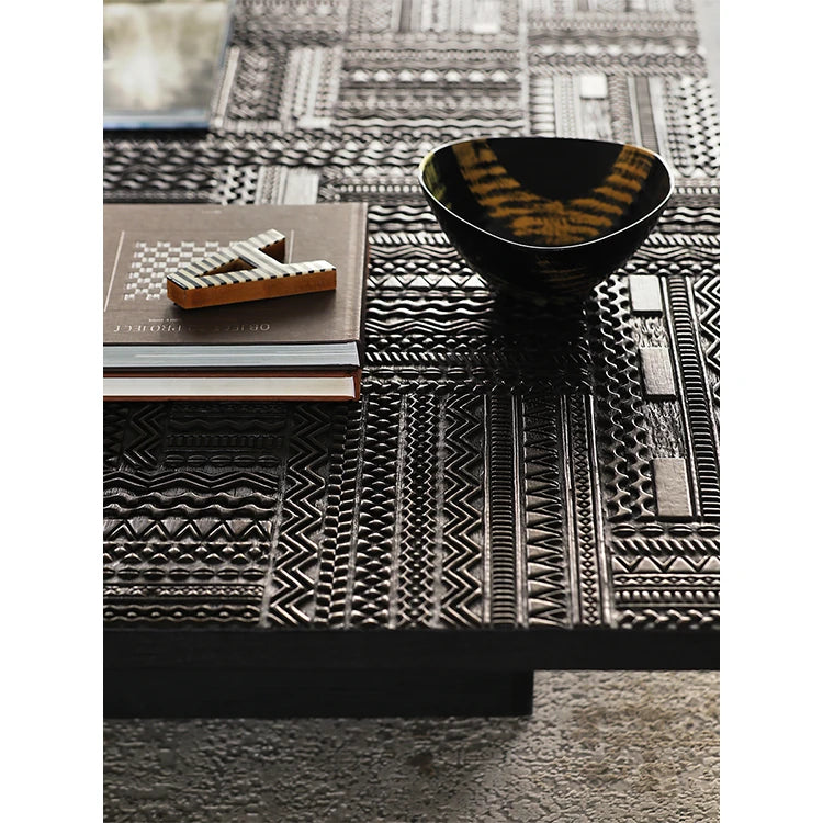 Stylish Teak Tea Table with Multi-layer and Density Board – Modern Living Room Centerpiece hsxz-2196