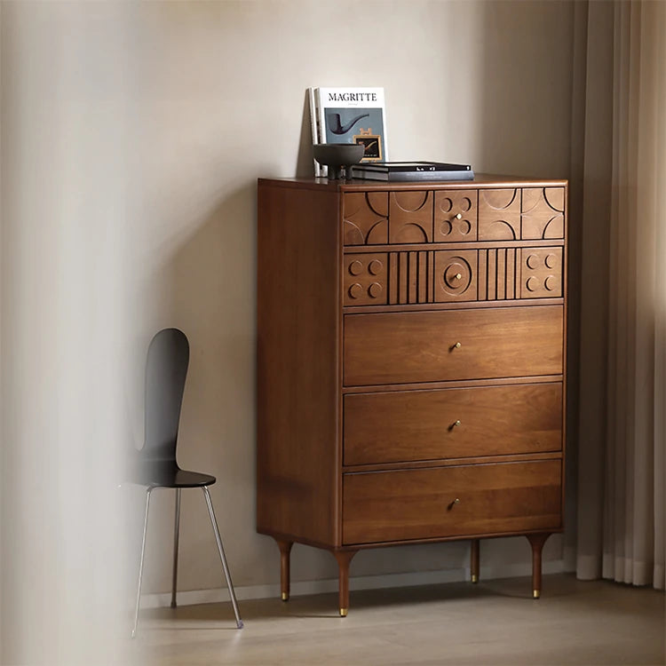 Stylish Solid Wood Cabinet with Unique Design - Multi-layer & Metal Density Board Storage Solution for Modern Homes hsxz-2199