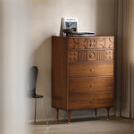 Stylish Solid Wood Cabinet with Unique Design - Multi-layer & Metal Density Board Storage Solution for Modern Homes hsxz-2199