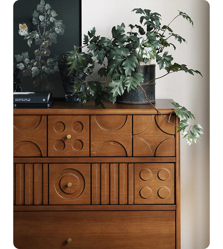 Stylish Solid Wood Cabinet with Unique Design - Multi-layer & Metal Density Board Storage Solution for Modern Homes hsxz-2199
