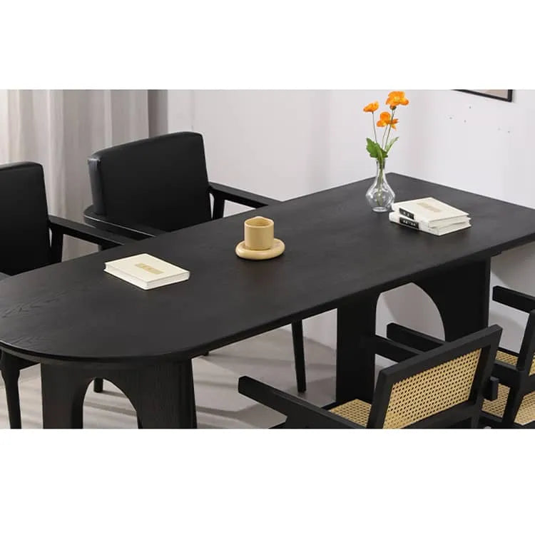 Sleek Black Pine Wood Dining Table for Modern Homes hsyj-2281