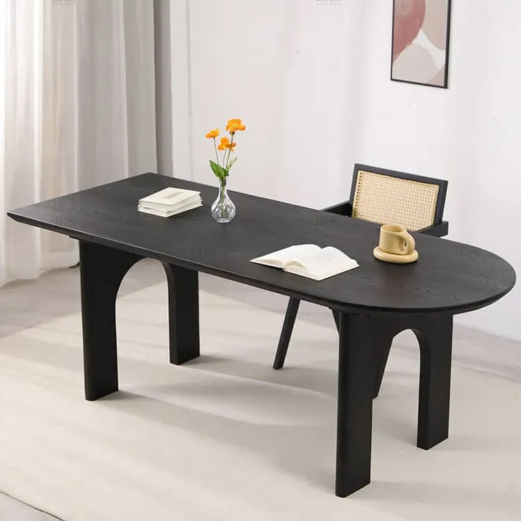 Sleek Black Pine Wood Dining Table for Modern Homes hsyj-2281