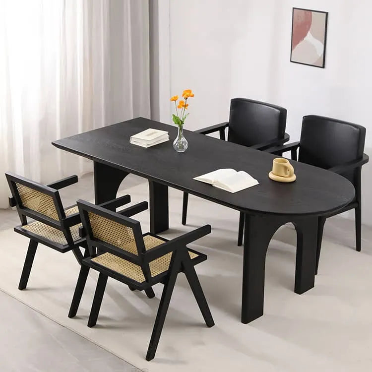 Sleek Black Pine Wood Dining Table for Modern Homes hsyj-2281