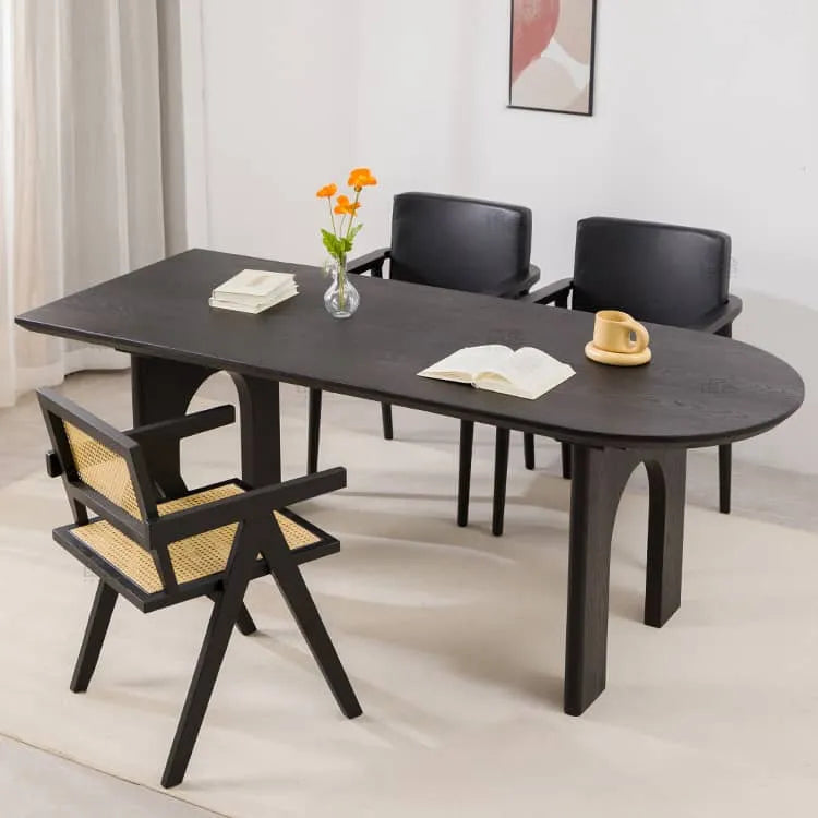 Sleek Black Pine Wood Dining Table for Modern Homes hsyj-2281