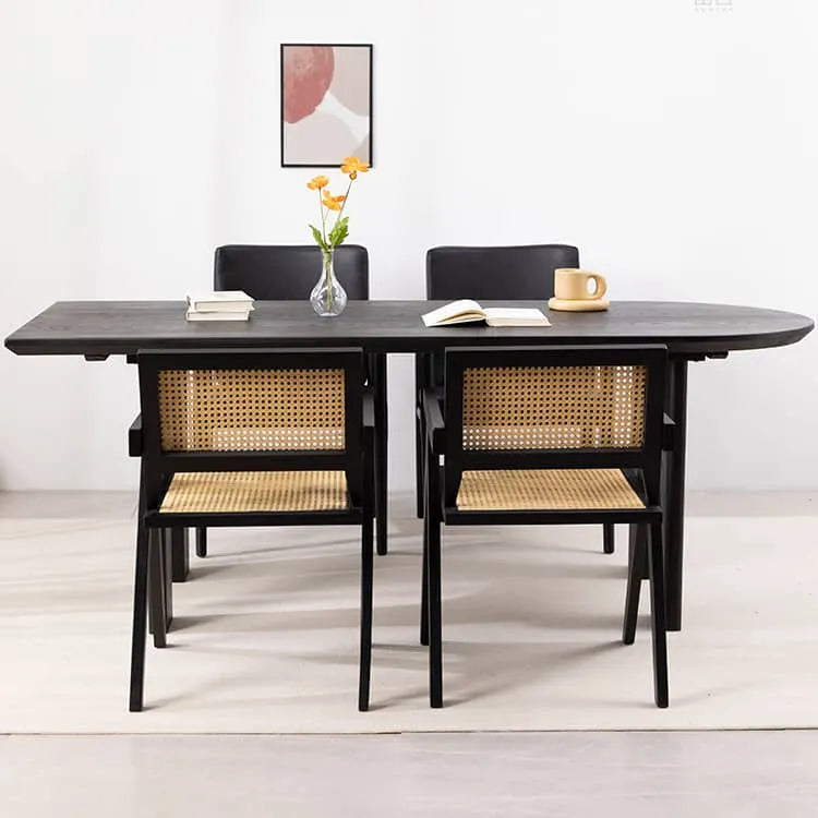 Sleek Black Pine Wood Dining Table for Modern Homes hsyj-2281