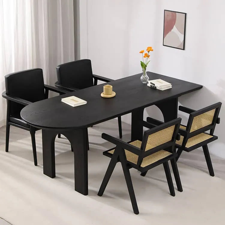 Sleek Black Pine Wood Dining Table for Modern Homes hsyj-2281