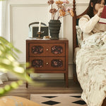Stylish Ash Wood Bedside Cupboard with Decorative Drawers for Modern Bedrooms hsysg-4966