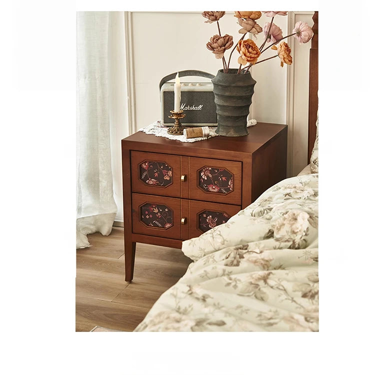 Stylish Ash Wood Bedside Cupboard with Decorative Drawers for Modern Bedrooms hsysg-4966