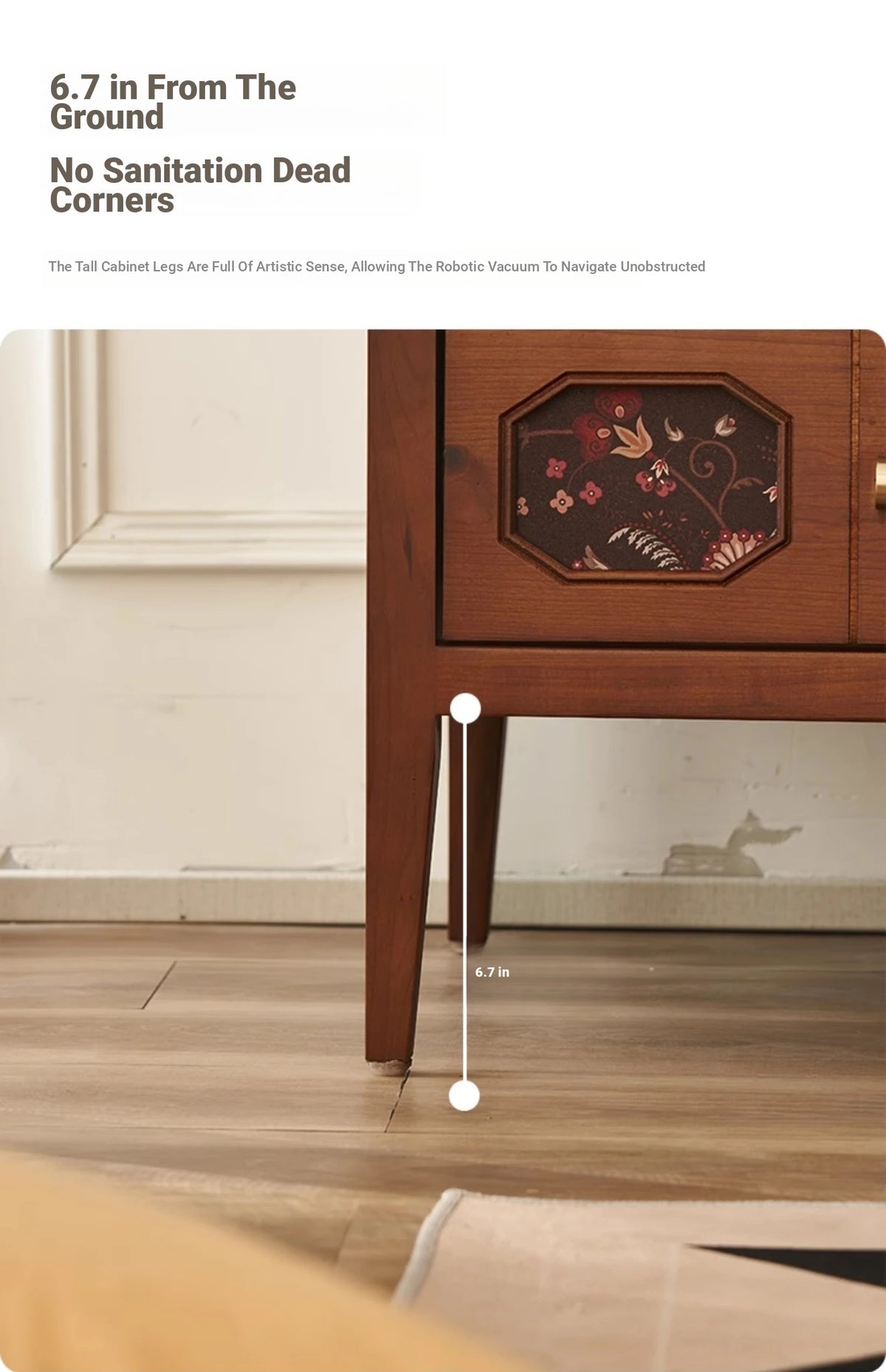Stylish Ash Wood Bedside Cupboard with Decorative Drawers for Modern Bedrooms hsysg-4966