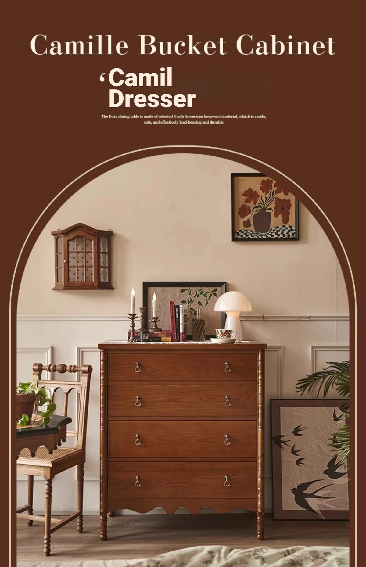 Elegant Ash Wood Multi-Layer Cabinet with 4 Drawers – Timeless Storage Solution for Your Home hsysg-4968